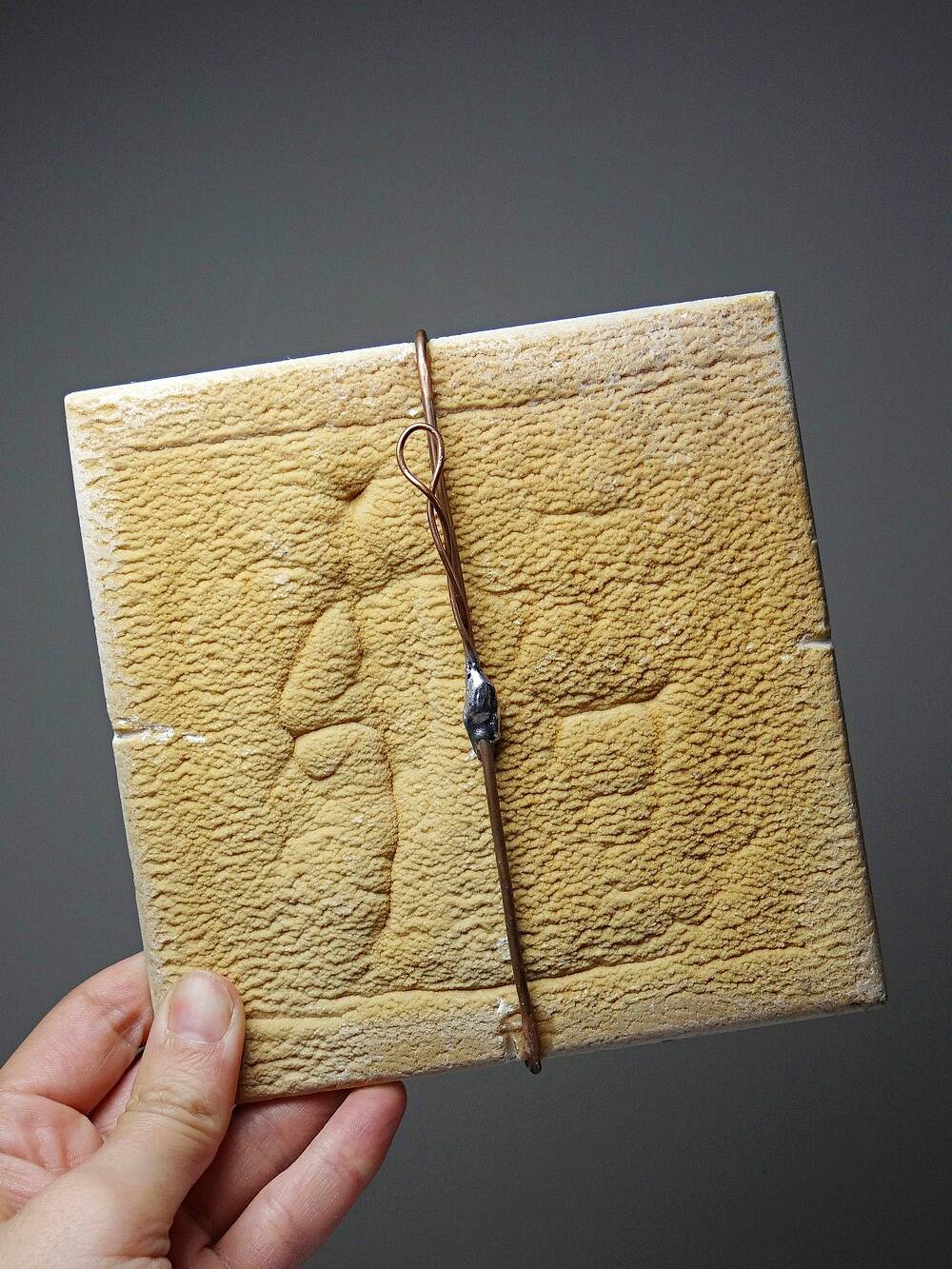 Small limestone bas-relief of petrifying fountains, antique scene, vintage