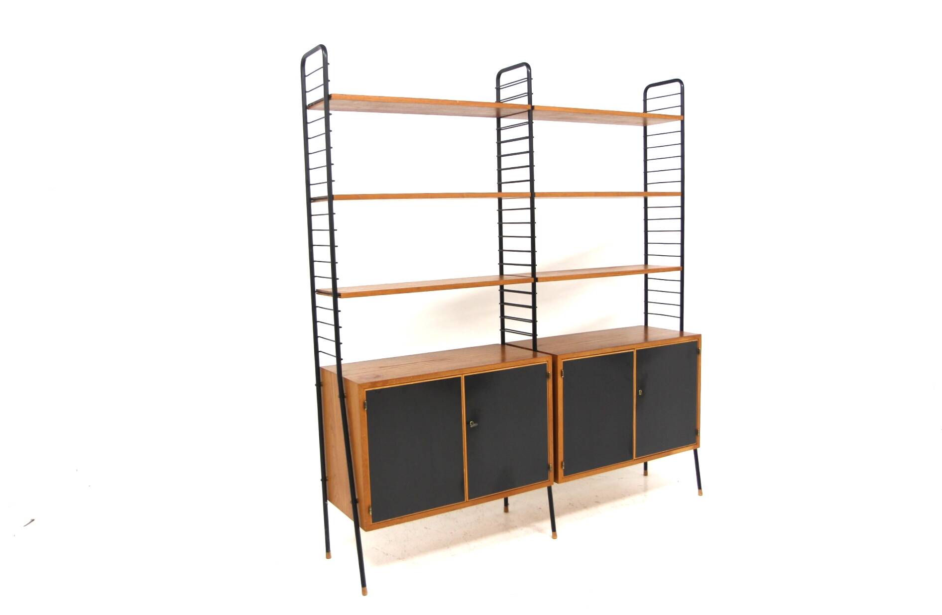 Bibliothèque scandinave "double" en teck, Kurt Nordström, Suède, 1950