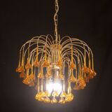 Lustre à fleurs en verre de Murano orange de Marilyn Monroe, années 1970