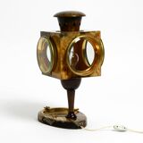 Mid Century italian table lamp with ashtray like a lantern by Aldo Tura