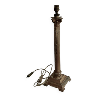 Column lamp, metal, golden patina