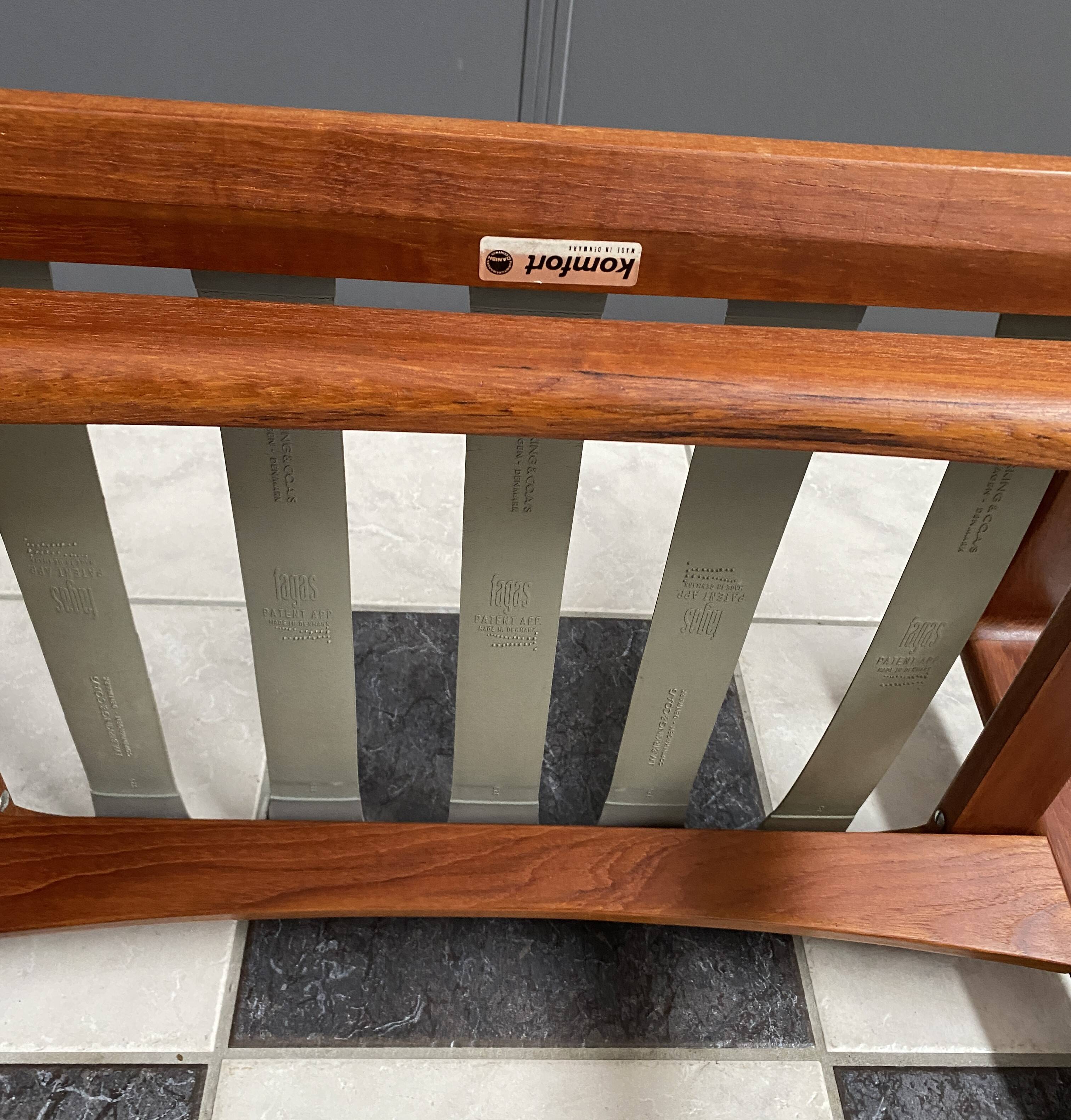 Arne Wahl Iversen Danish Teak chair for Komfort Denmark with Ottoman 1960s