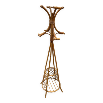 Porte manteau en rotin vintage 1970