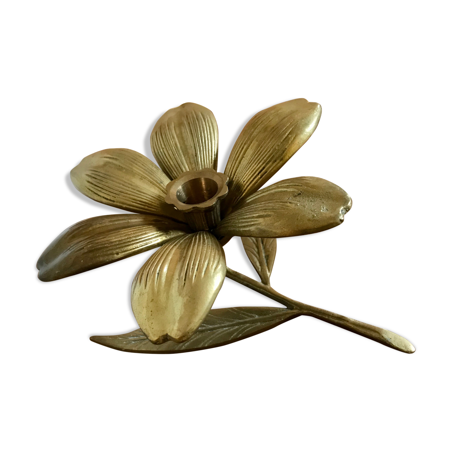 Vintage brass flower ashtray