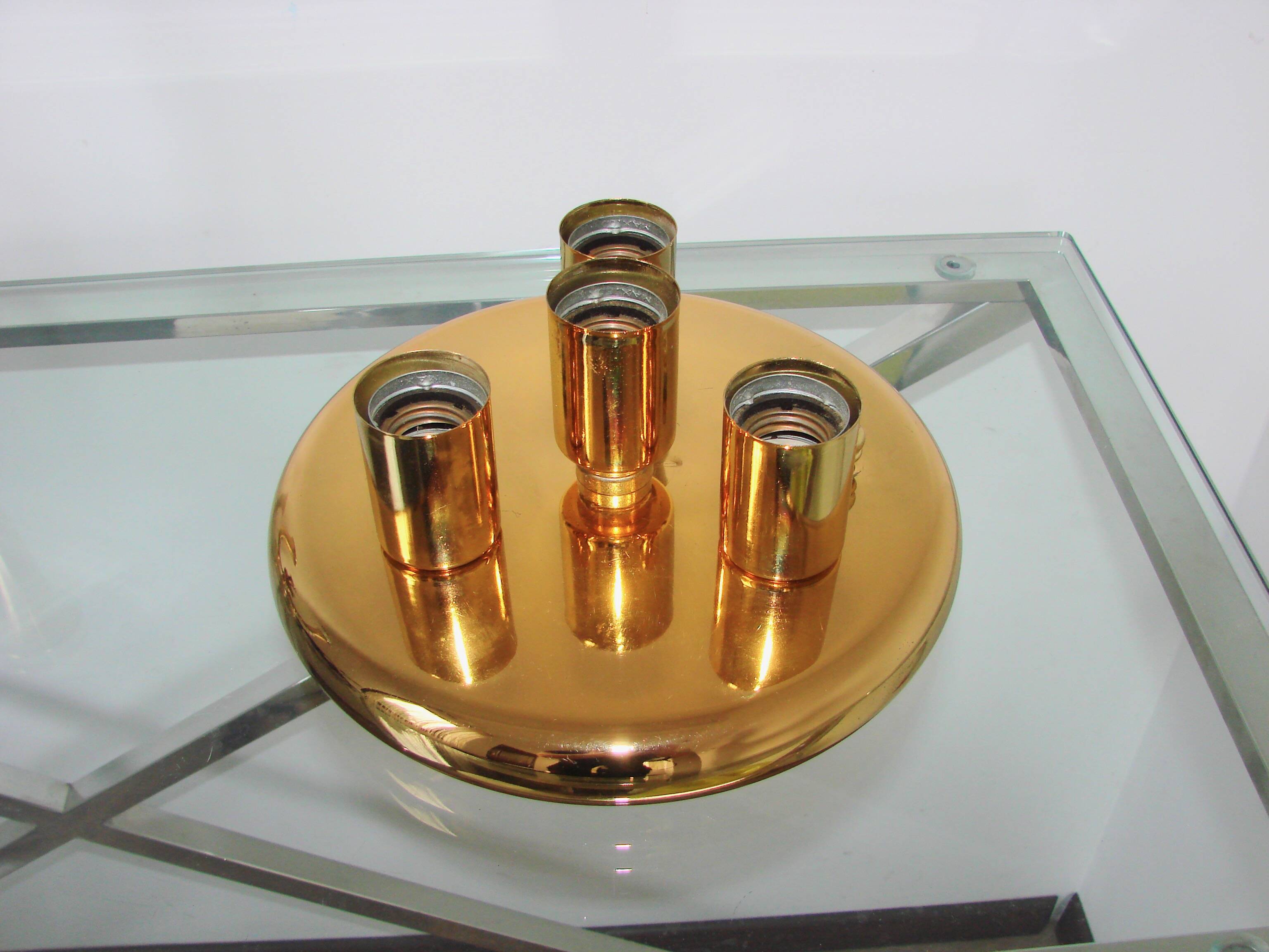 Vintage 1980s ceiling light – brass-finished metal, 4x E27,