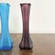 Antique Pair of Art Nouveau Frosted Glass Soliflore Vases in Blue and Purple