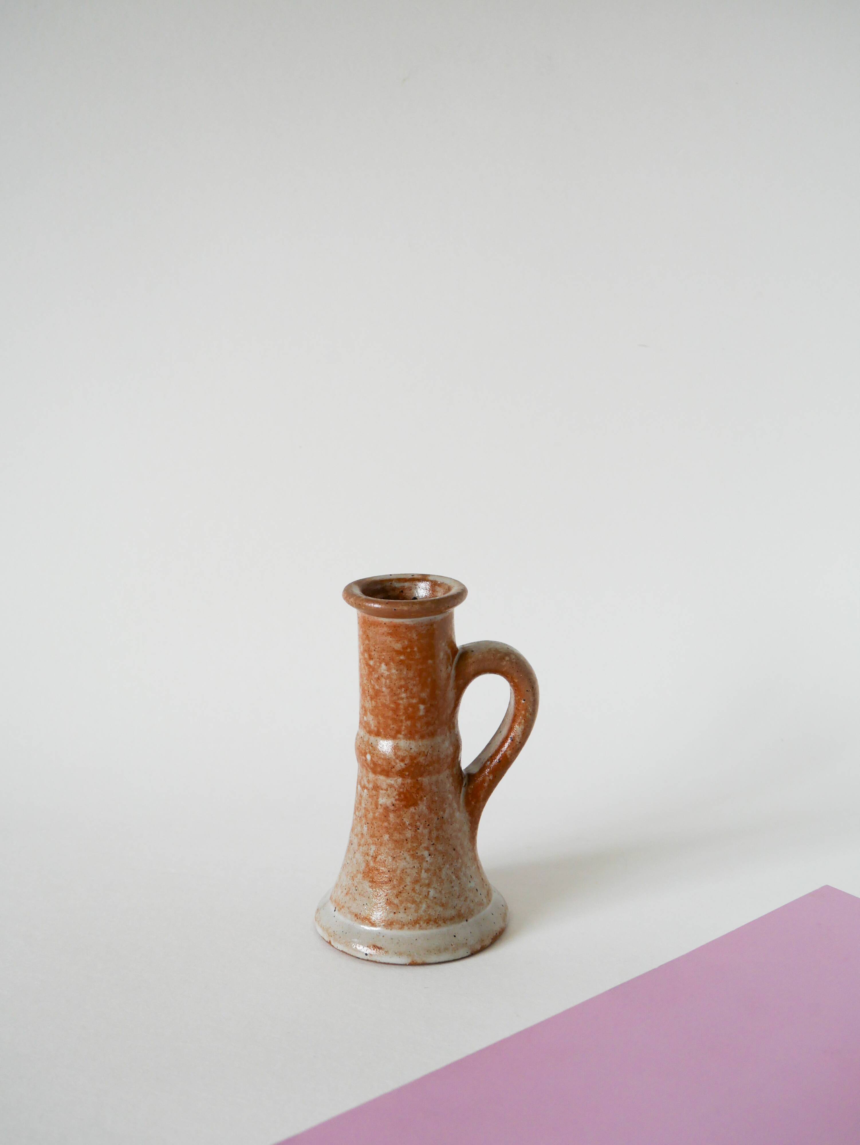 Pair of glazed sandstone candlesticks, 1970