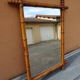 Old wood mirror bamboo 76 x 60 cm
