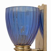 Pair of Murano Glass Blue Wall Sconces with Gold Dust Inclusions