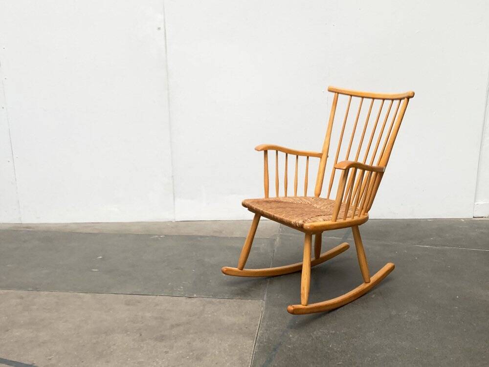 Mid-Century rocking chair model WK-S 7 in beech by Arno Lambrecht for Wk Möbel, 1950s.