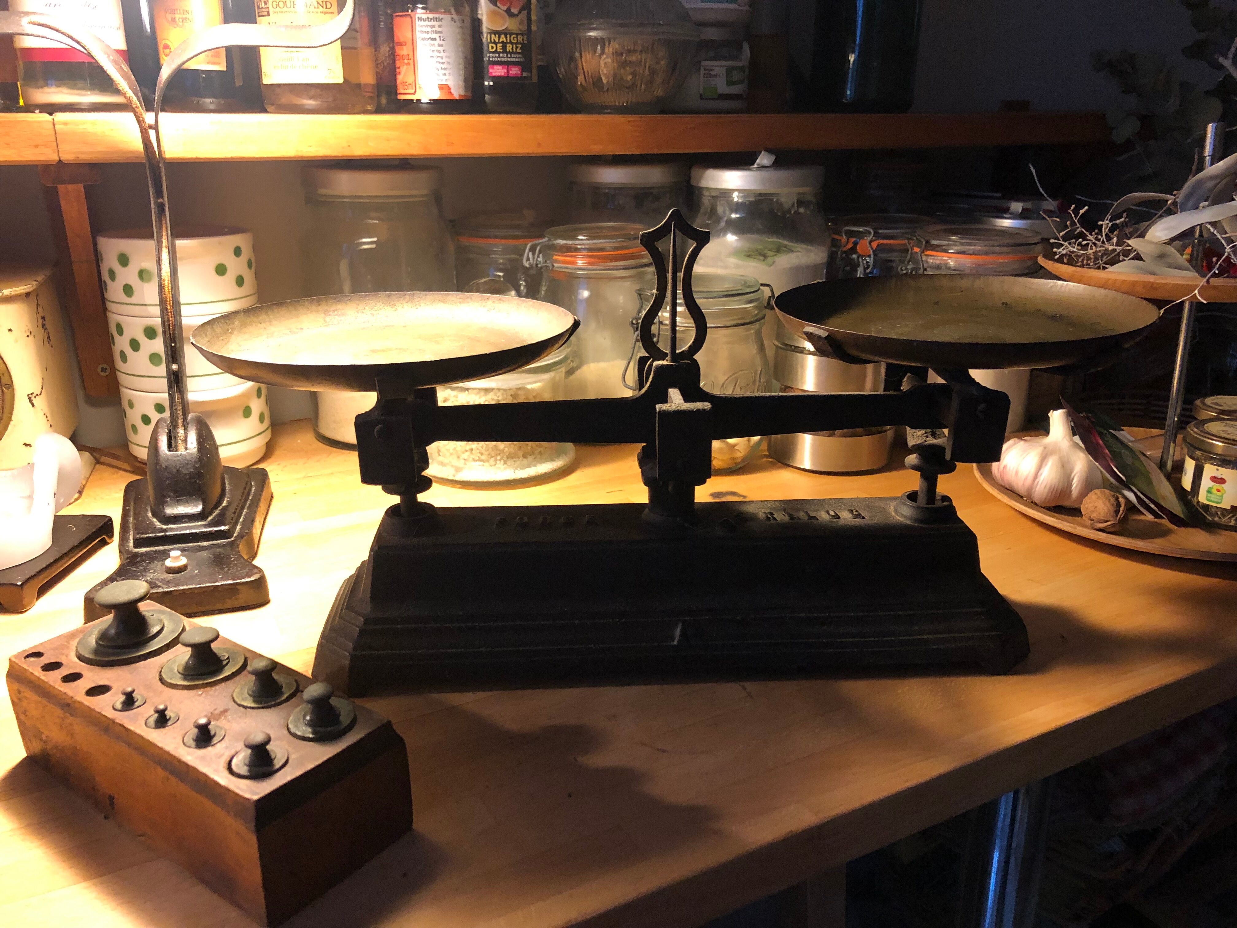 Old cast iron scale with weight