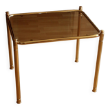 Space Age brass side table with smoked glass plate - Vintage