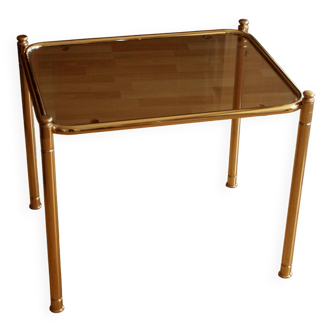 Space Age brass side table with smoked glass plate - Vintage
