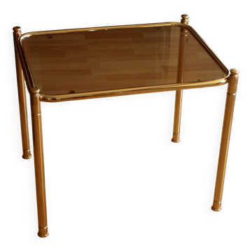 Space Age brass side table with smoked glass plate - Vintage