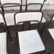 Set of 12 vintage Danish metal and fabric chairs
