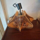 Scandinavian chandelier pendant light 1970s wooden threads
