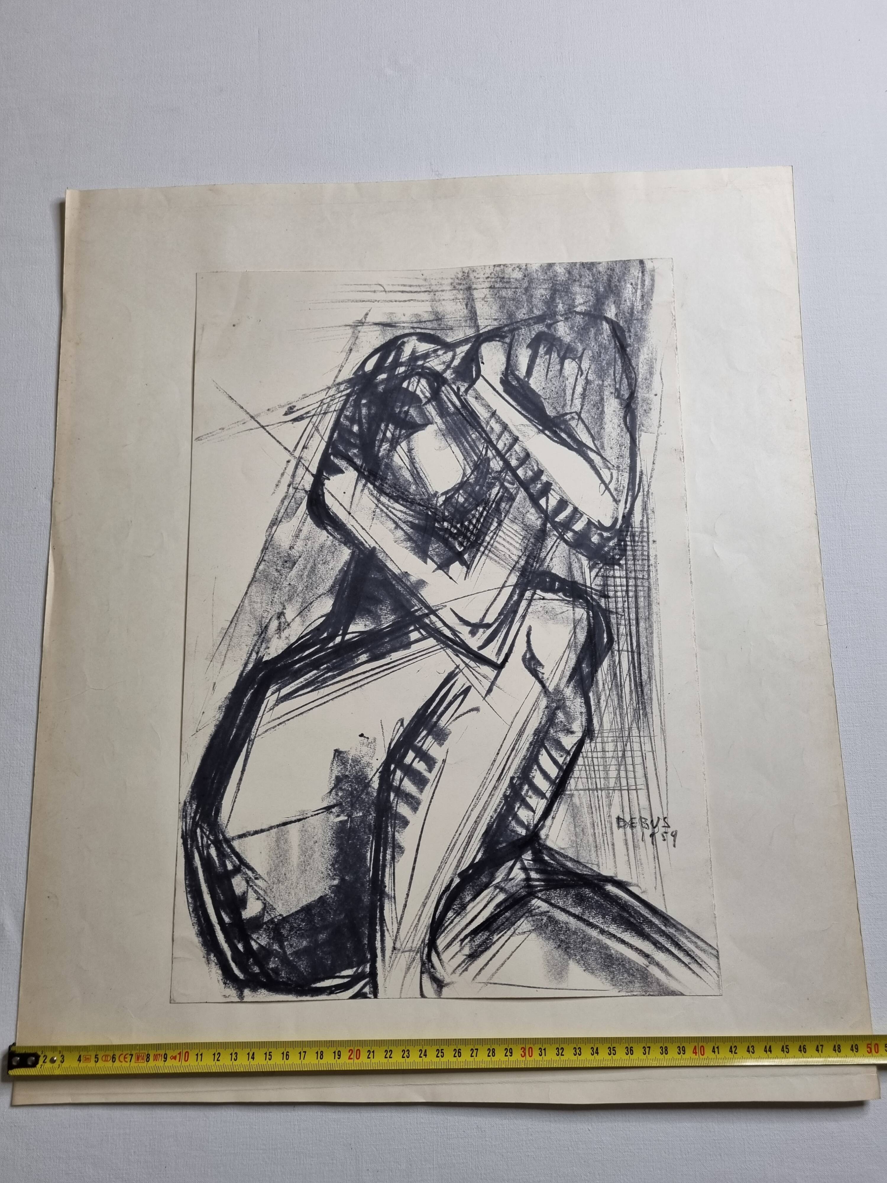 Nude study signed by Maurice de Bus, 1959, 50 x 59 cm