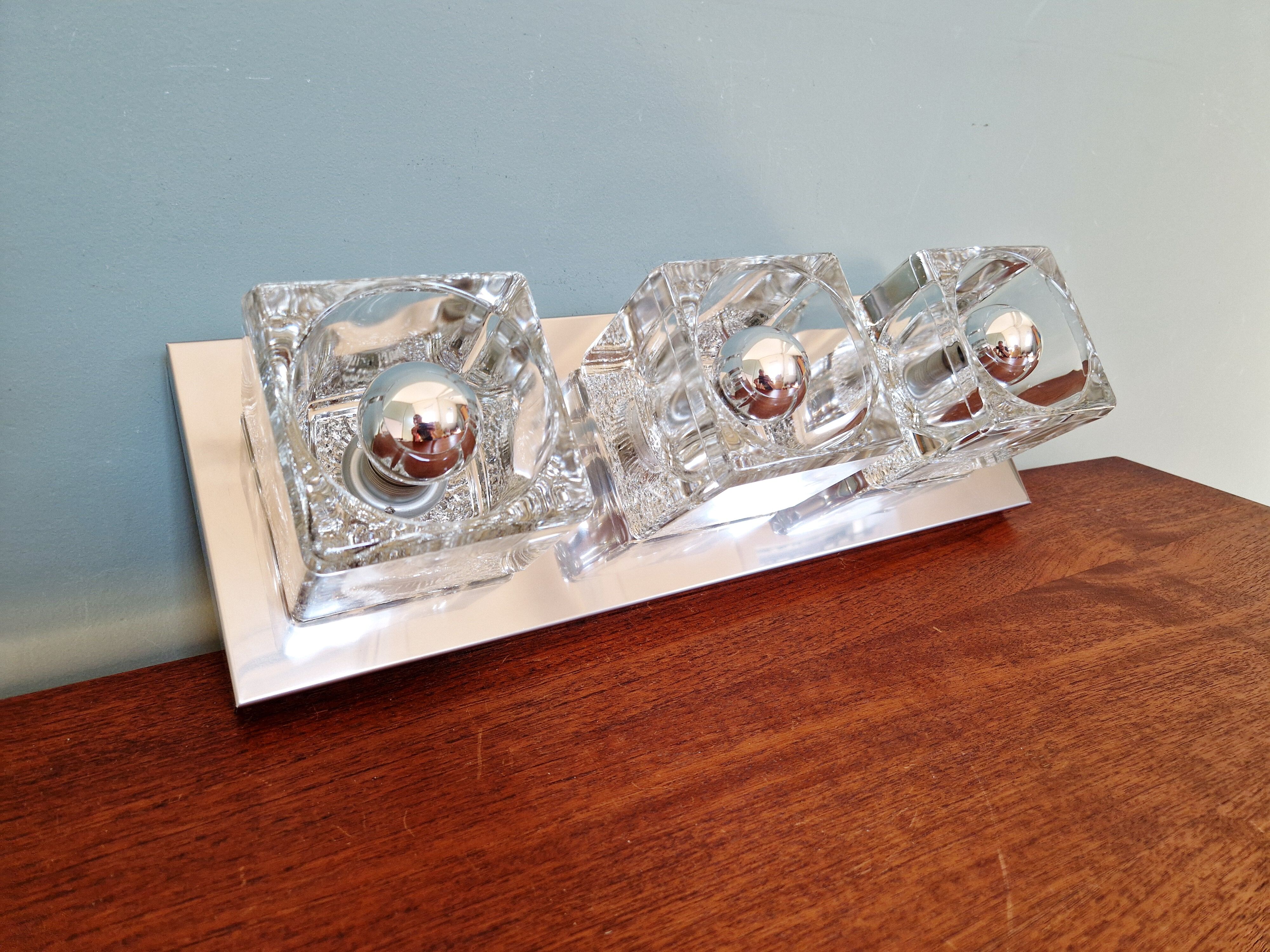 Triple wall lamp Ice Cube, Peill & Putzler, 1970
