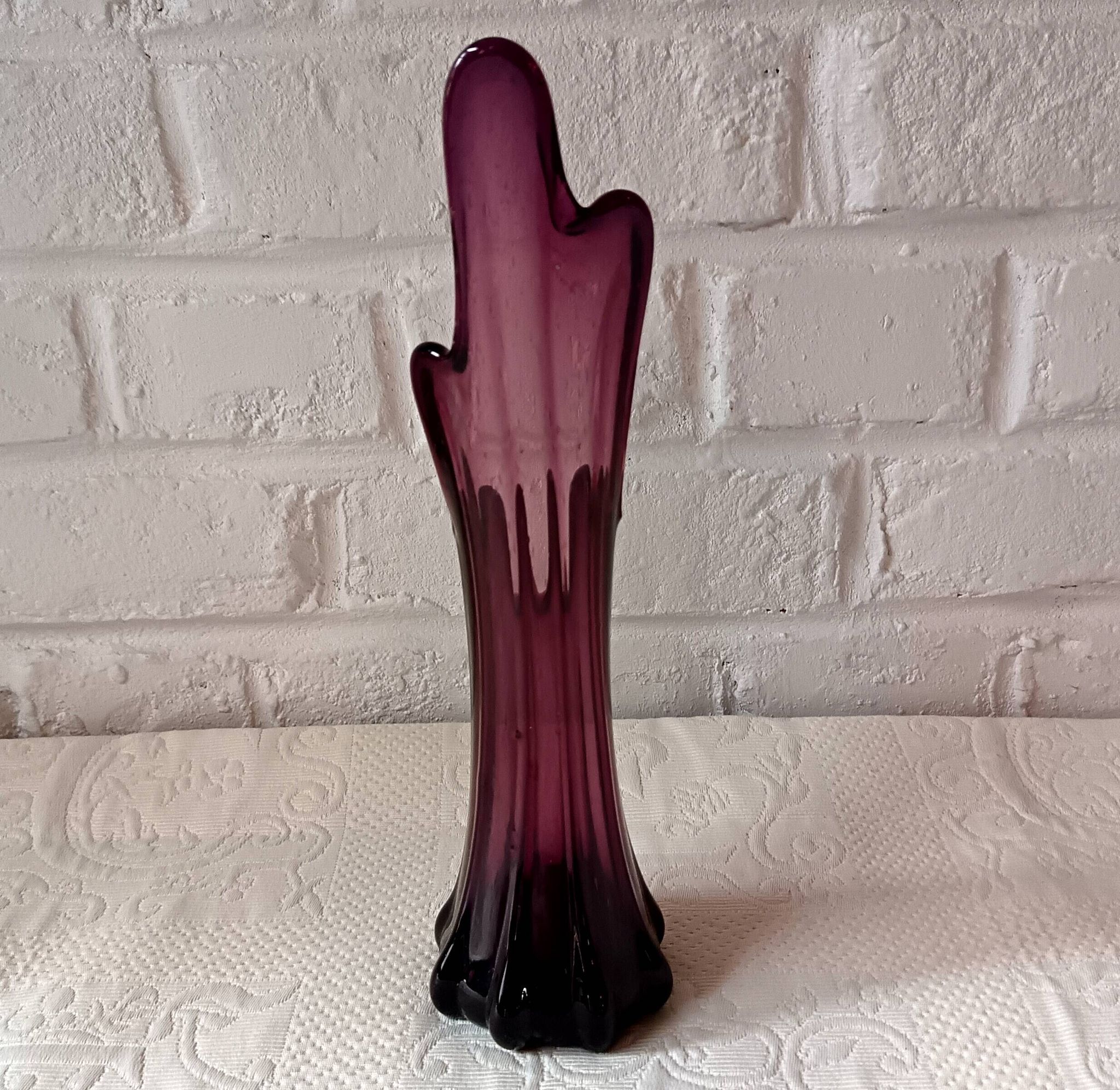 Vintage VASE, Colorful Art Glass Finger Vase, Retro Finger Vase