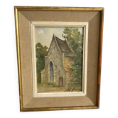 Old framed painting chapel France