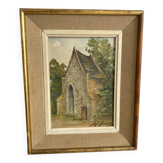 Old framed painting chapel France