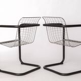 Pair of Vintage Metal Armchairs – Chrome Wire Mesh – Italy 1980s