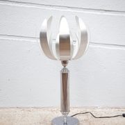 Vintage lamp, table lamp, chrome lamp with brushed steel blades, flower lamp, design lamp