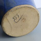 Blue and beige ceramic vase signed