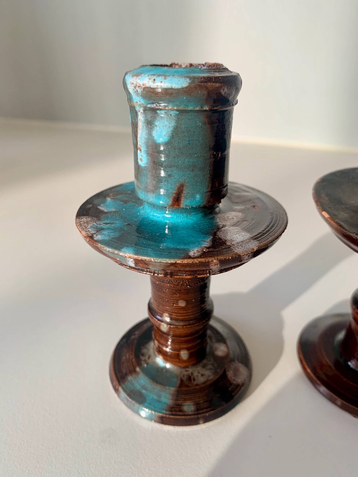 Flamed ceramic candle holders