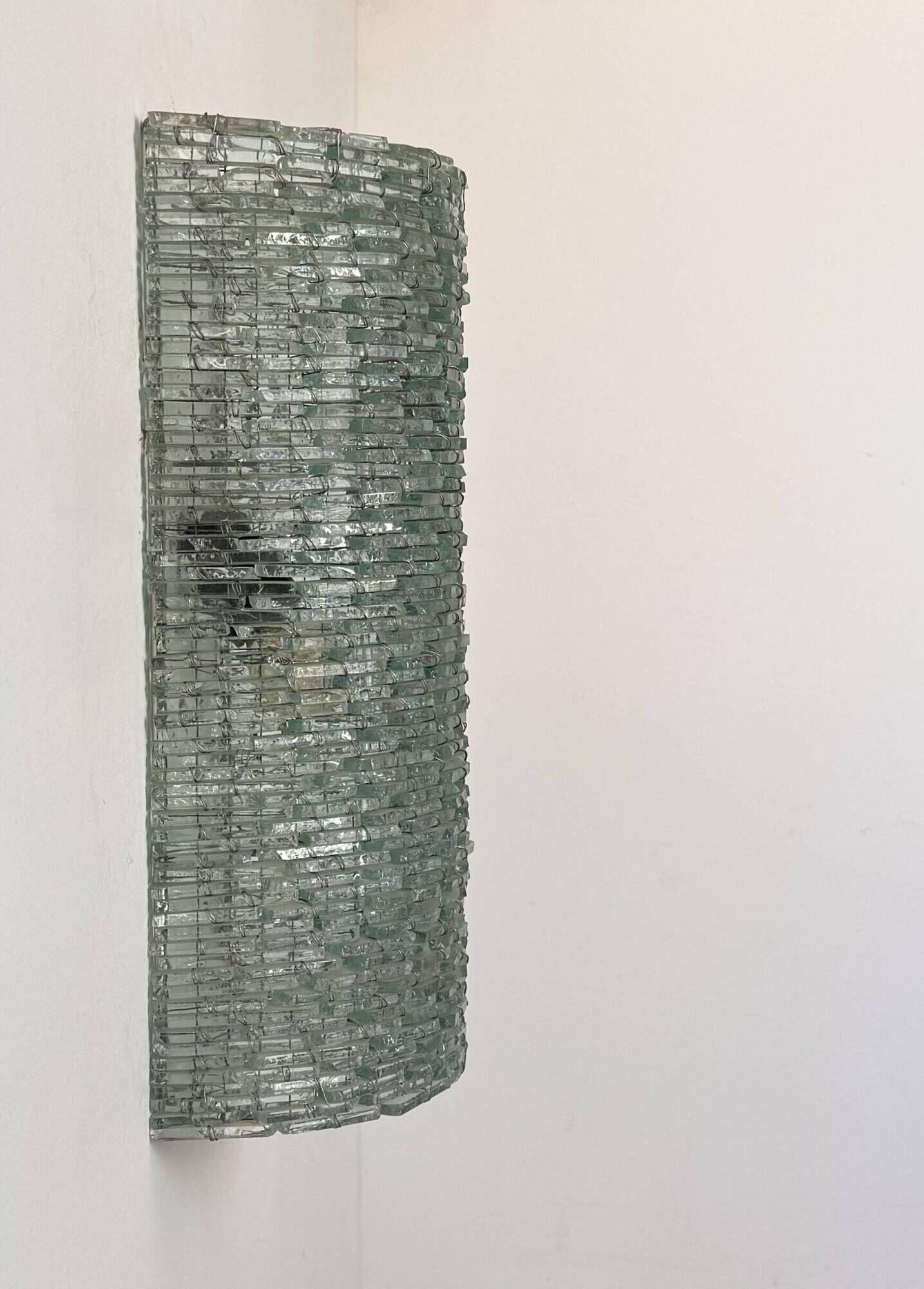 Vintage XL glass and metal wall light, France 1960