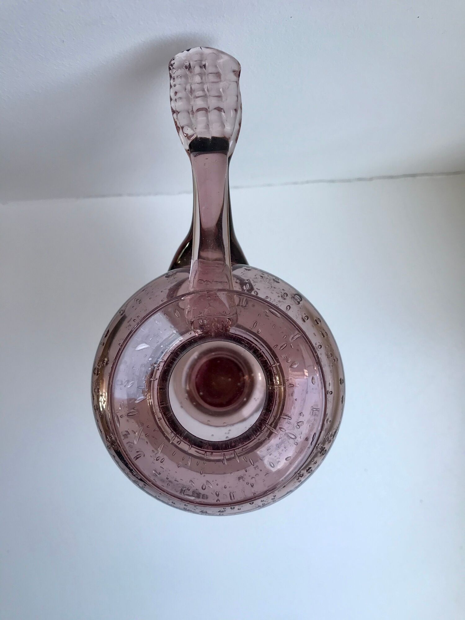Biot bubble glass candle holder signed purple years 60-70