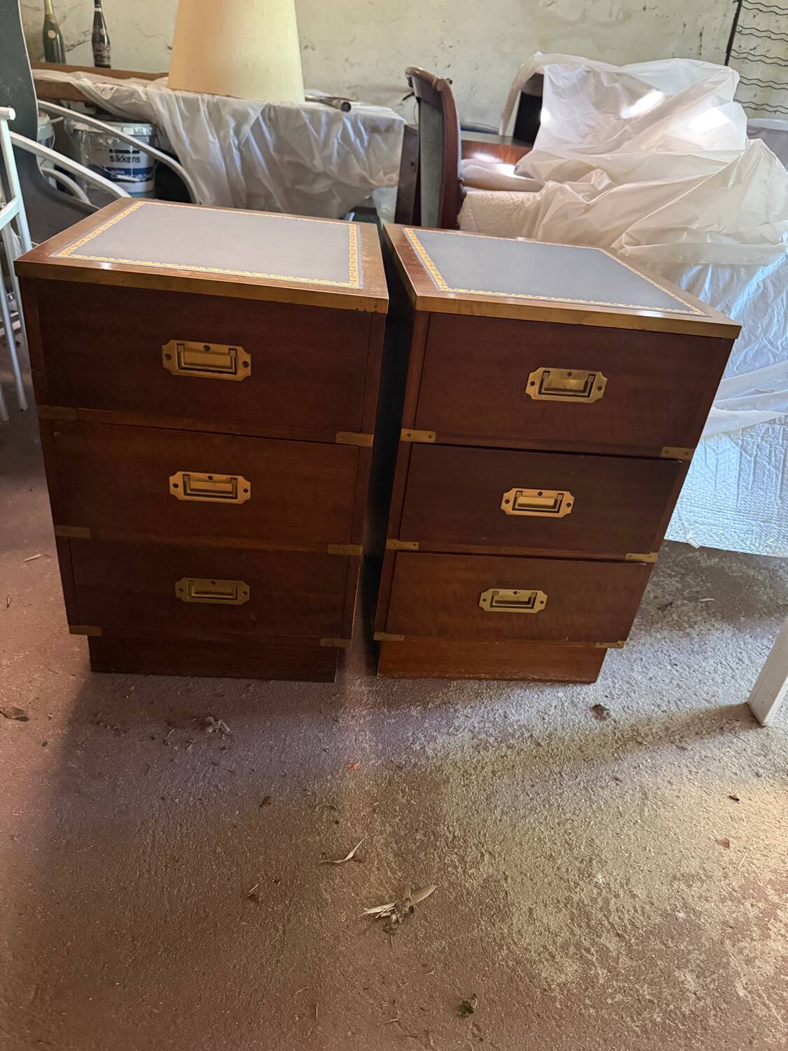 Pair of antique bedside tables