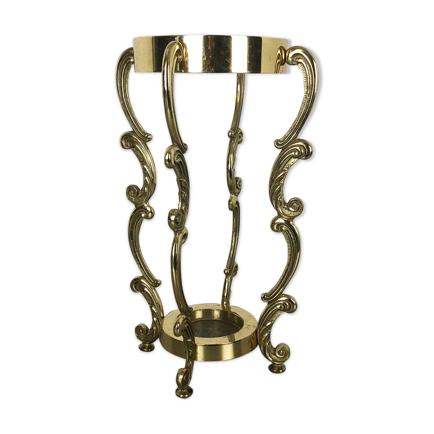 Hollywood Regency solid brass umbrella stand, Italy, 1970s