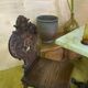 Duo of carved wooden chairs