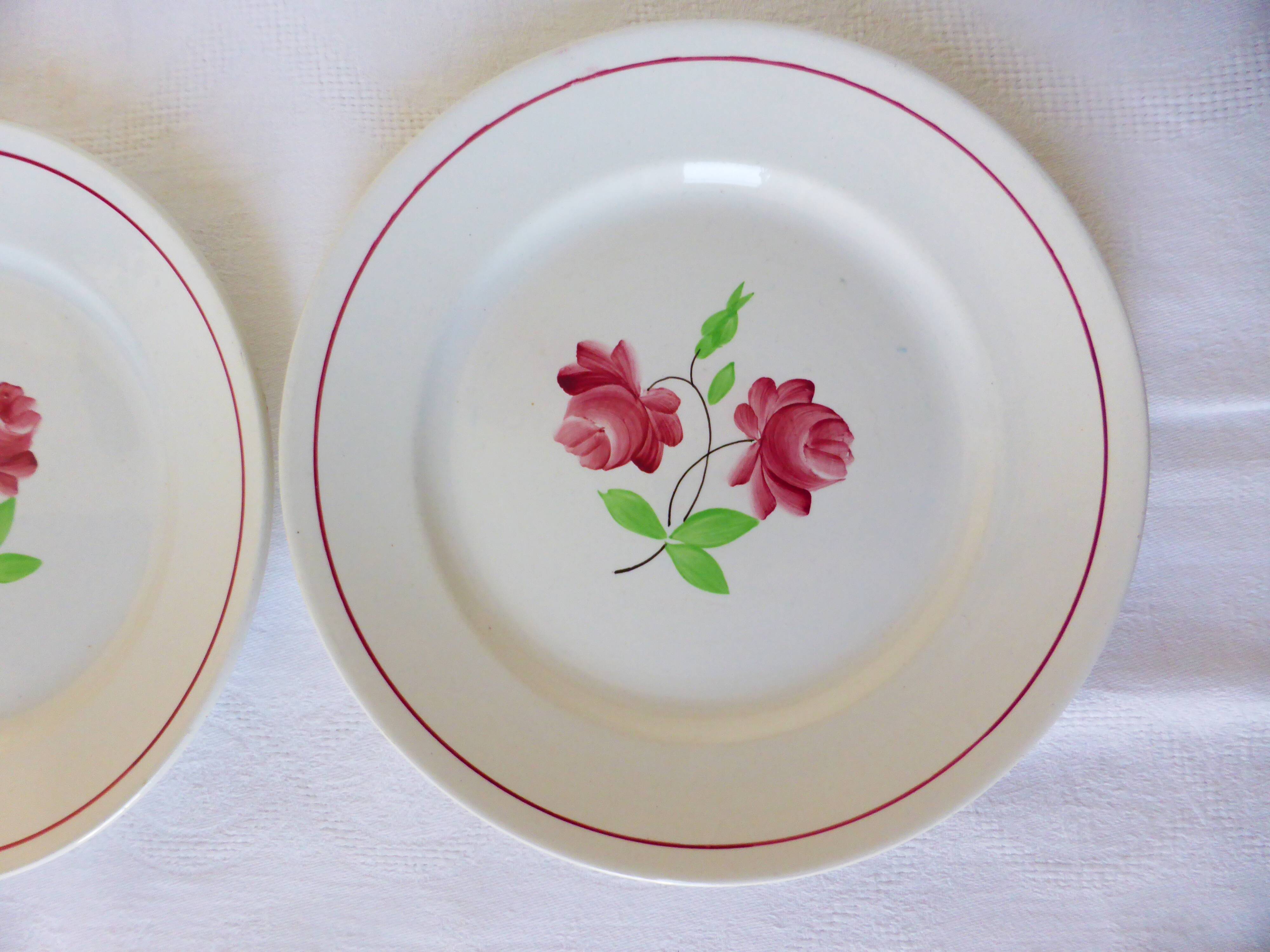 2 Luneville dessert plates, Rose Mai model