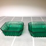 Vintage square ramekins made of Arcoroc glass - Emerald Green