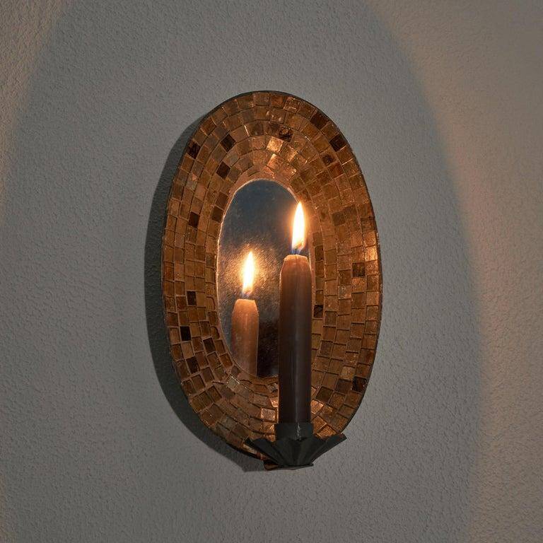 Chandelier with mirror and mosaic from the 1950s.