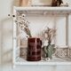 Vintage rattan and bamboo shelves painted white