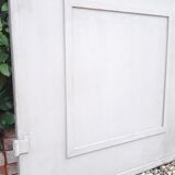 Workshop door 258,4x98,5cm in iron and colored cathedral glasses