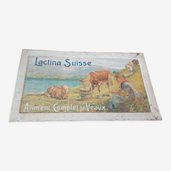 Plaque publicitaire en tôle litho lactina Suisse ( début XX em )