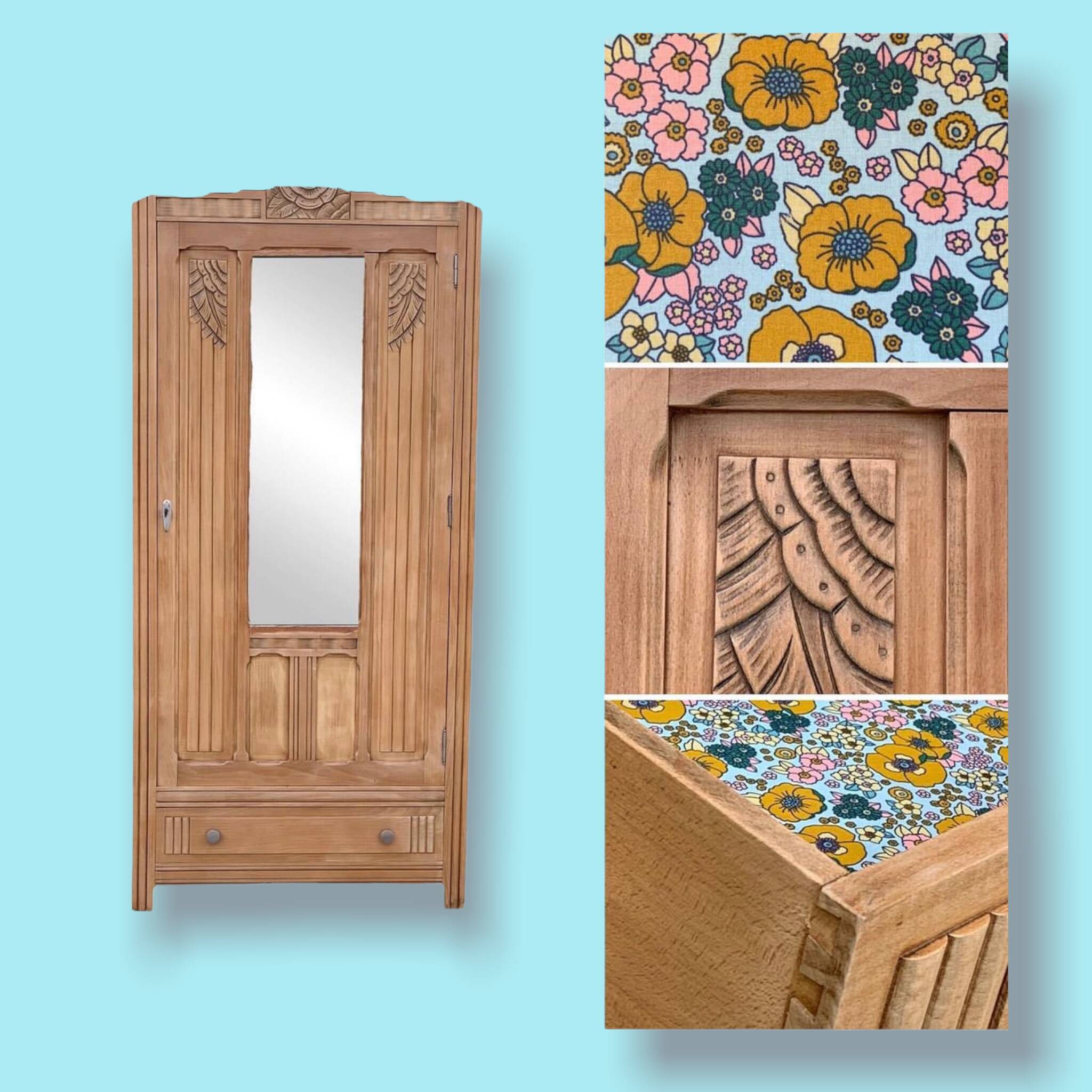 Parisian wardrobe art deco wood brut