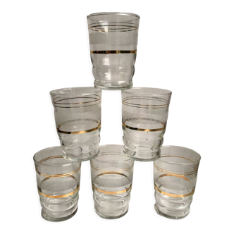 Lot de 6 verres à eau granité années 50-60