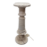 Vintage Alabaster Pillar With Lamp, 1970/80s