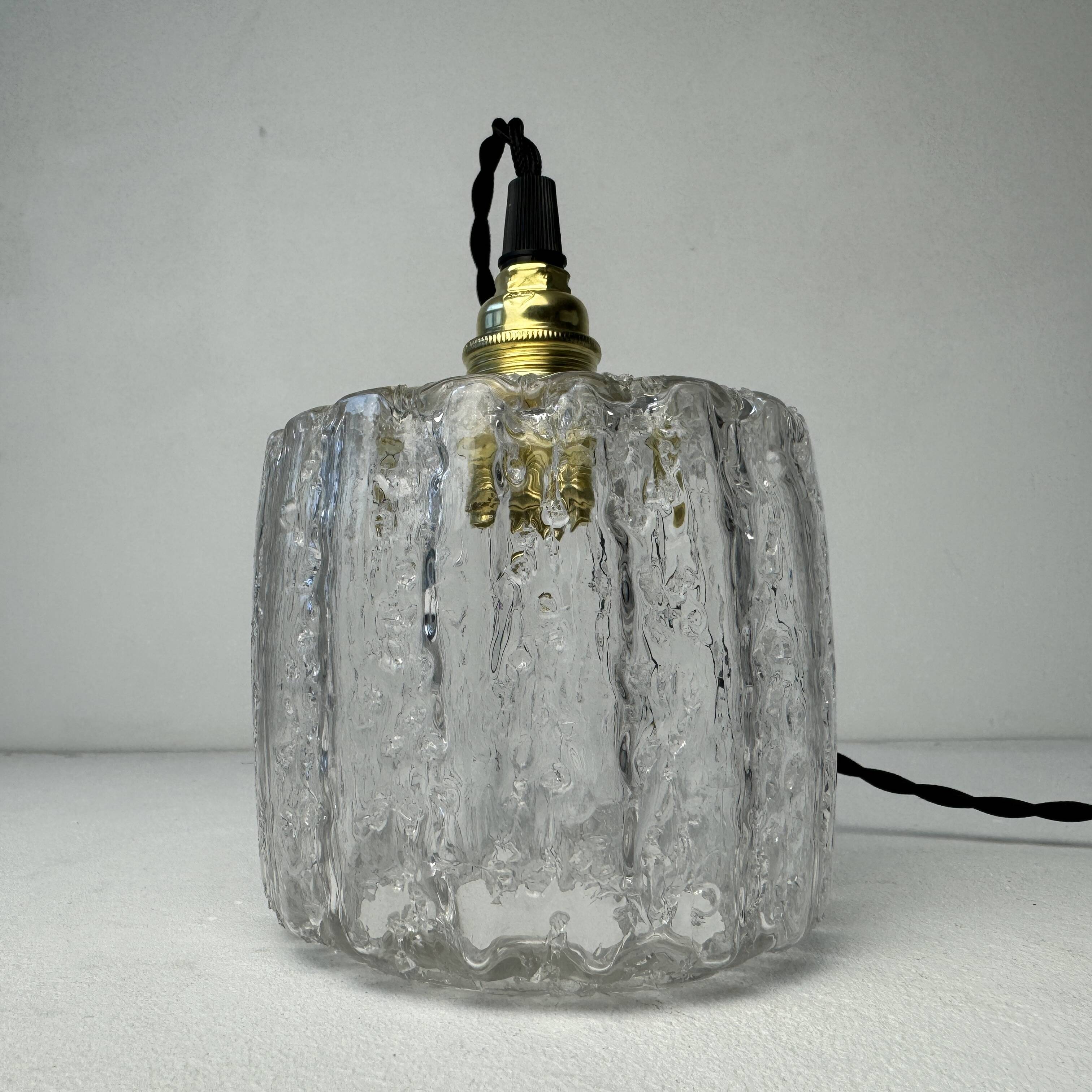 Pair of old vintage granite glass pendants
