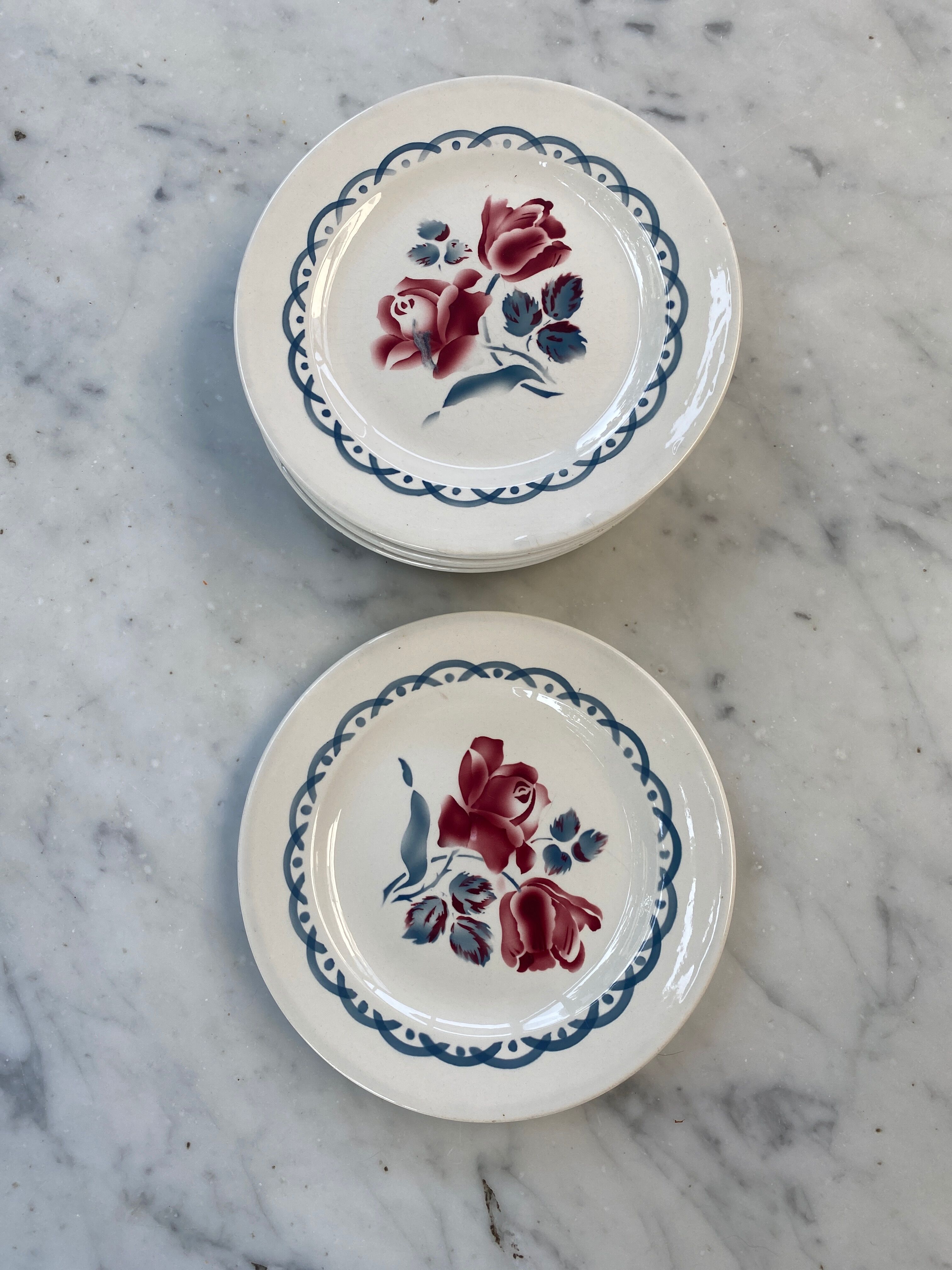 Set of 8 flat plates Digoin Sarreguemines Cannes