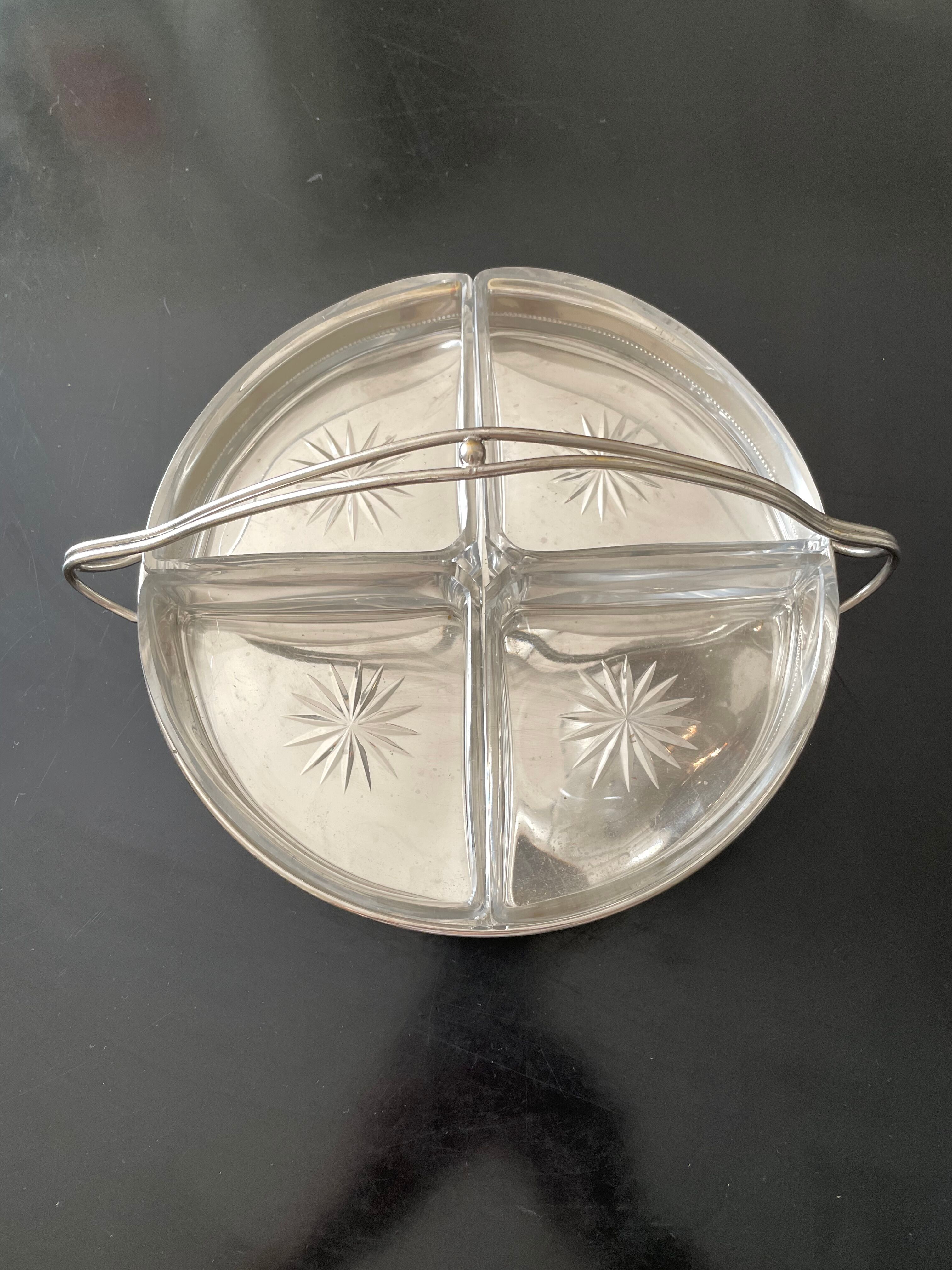 Chrome metal servant and glass for aperitif