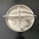 Chrome metal servant and glass for aperitif