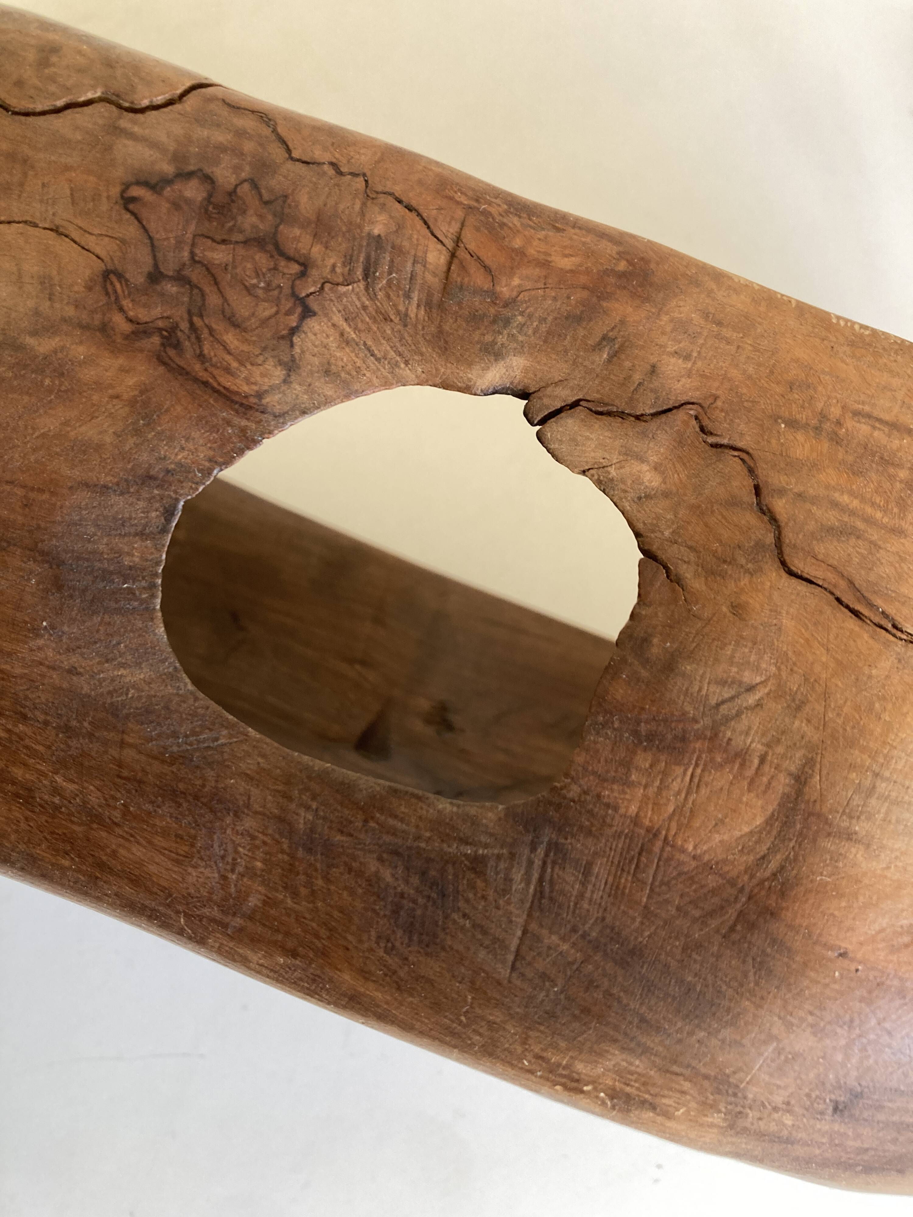 XXXL walnut wood carved centre table 1960 monoxyle