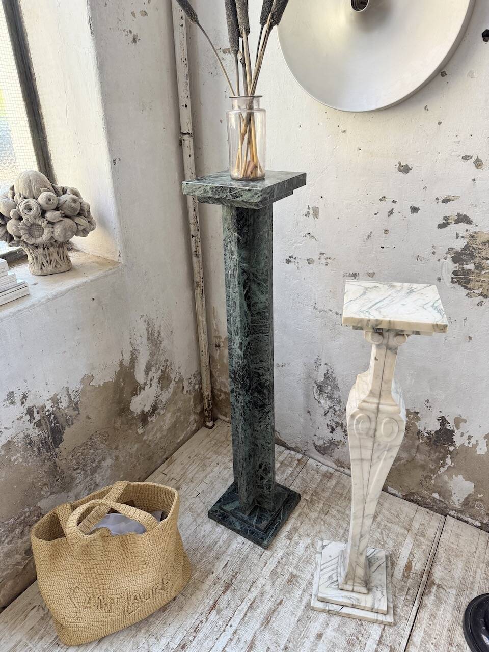 Set of 4 marble columns or pedestals.