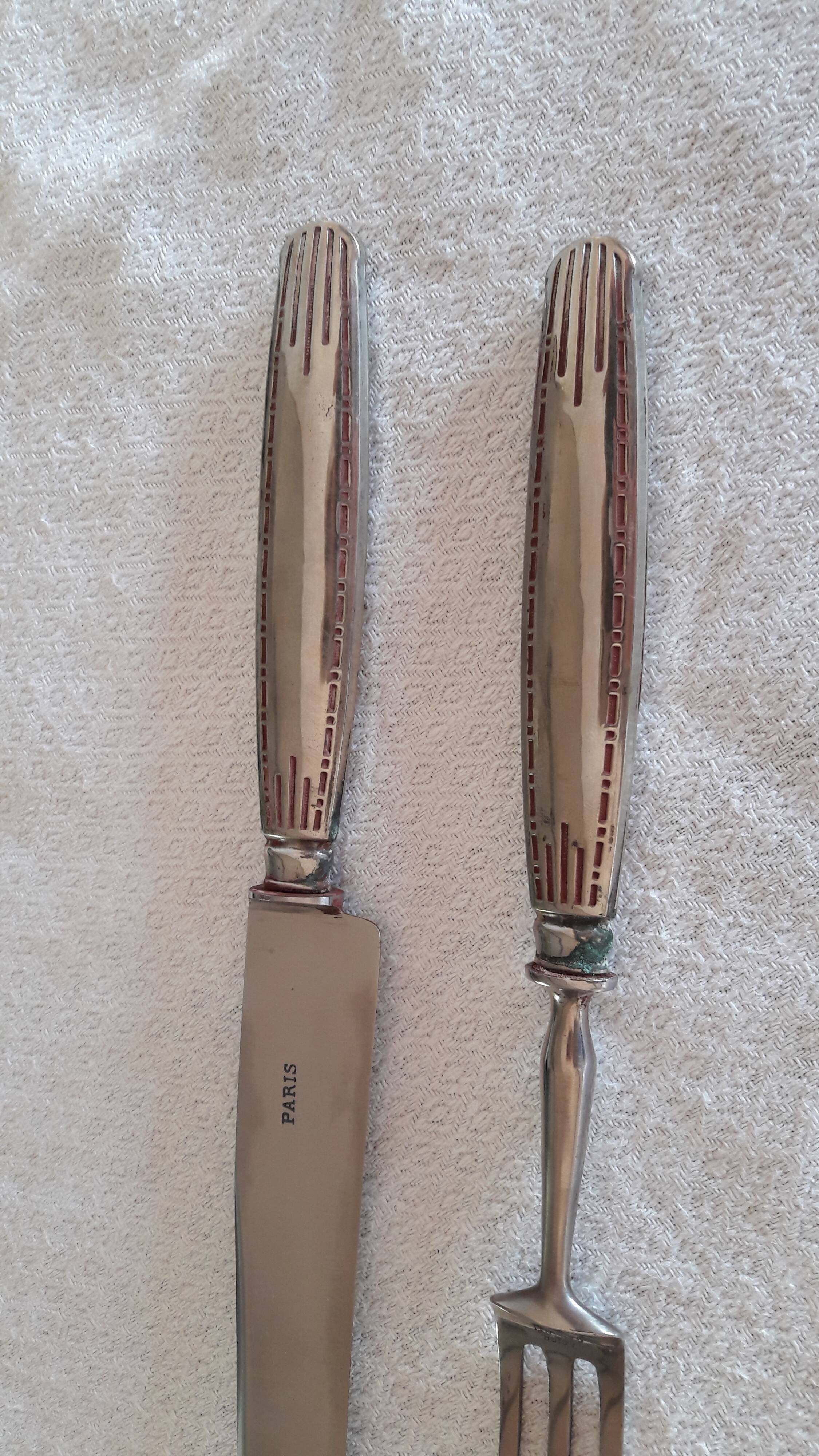 Service cutlery cuts art deco silver metal